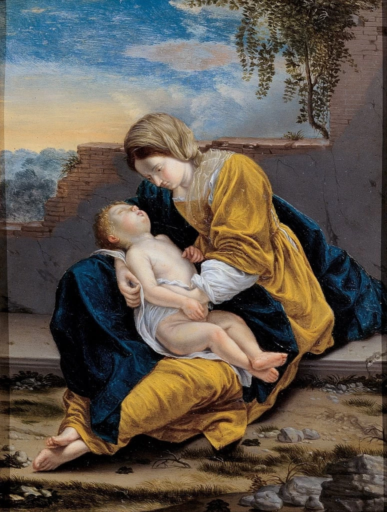 Madonna col Bambino in paesaggio - - Burghley House Collection, Lincolnshire